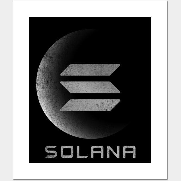 Vintage Solana SOL Coin To The Moon Crypto Token Cryptocurrency Blockchain Wallet Birthday Gift For Men Women Kids Wall Art by Thingking About